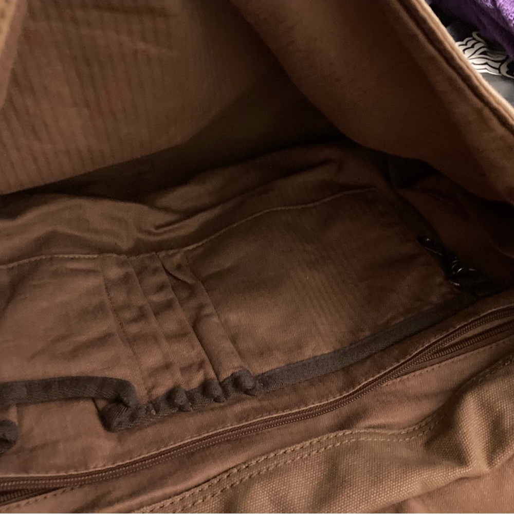 Y2K Brown Canvas Fossil Messenger Bag